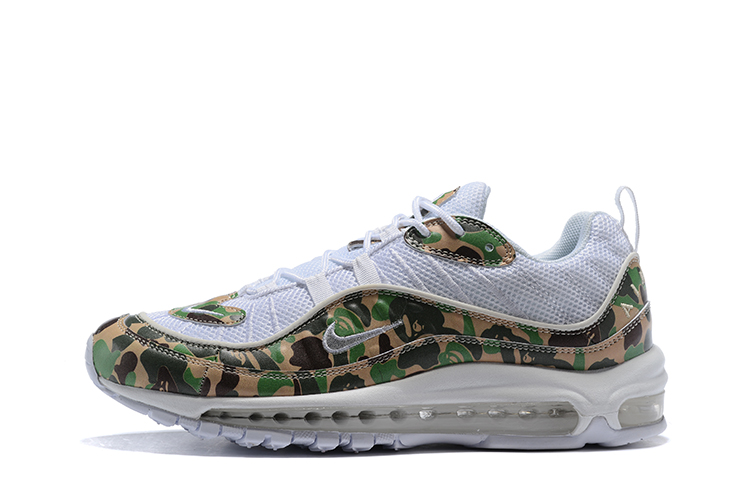 Women Nike Air Max 98 Flyknit White Flor Print Green Shoes - Click Image to Close